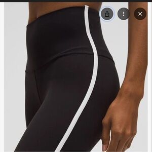 lululemon athletica Black Leggings with White Stripe